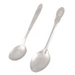 Camping Travel Silver Tone Metal Soup Spoons 2 Pcs