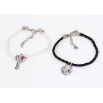 Faux Leather Hemp Surfer Tribal Style Anklet Bracelet Pair Black White Faux Leather Hemp Surfer Tribal Style Anklet Bracelet Pair Black White