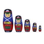 New Wooden Toy Nest of 5 Russian Babushka Doll soldier drummer Matryoshka