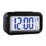 LED Digital Alarm Clock Light Sense Control Backlight Time Calendar Thermometer Black color