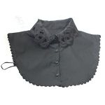New Women's Fake Half Shirt Blouse Collar PeterPan Detachable Collar Unisex Tie Black