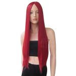 Cosplay 28' Women Ladies Long Straight Hair Full Wigs No Bang Heat Resistant Red