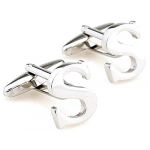 Initial Cufflinks Alphabet Letter A-Z Wedding Groom Gift Cuff Links Business Mens Shirt French buttons Attire (Silver) (S)