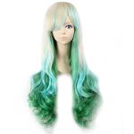 Fashion Women's Long Wavy curly Hair Full Wigs Cosplay Party with Rainbow color