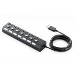 USB Hub 7 ports with individual Switch (Black)