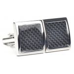 Unique Mens Retangular Stainless Steel Dress shirt Cufflinks French Cuff links (Black)