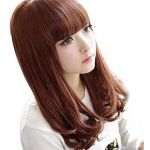 Anime Cosplay Party Lolita Women Medium Long Wavy Hair Full Wigs With Bangs