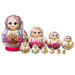 New 10pcs Wooden Russian Nesting Dolls Dried basswood Traditional Woman handmade