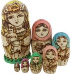 New 7pcs Wooden Russian Nesting Dolls Traditional Matryoshka Wishing Dolls Gift (Include a Cycling Reflective Band as gift)