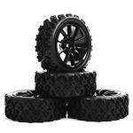 PP0487+C12NK 4Pcs Rubber Tires Wheel Rim For RC 1/10 Rally Racing Off Road Car