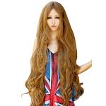 Women Long Full Wigs Curly Wavy Hair Cosplay Party Wig With Parted Bangs 100cm