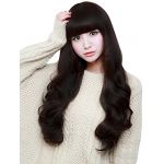 Cosplay Party Top Fashion Women's Long Wave Hair Full Wig Elegant Style Wigs Black