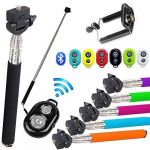 Extendable Self Portrait Selfie Handheld Stick Monopod with Smartphone Adjustable Phone Holder and Bluetooth Remote Wireless Shutter for iPhone Samsung and other IOS and Android Smartphone ALL COLOURS