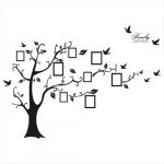 Large Black Photo Frames 8 Frames Included On The Tree Branches And Soaring Birds (71inch*98inch)Art Wall Stickers And Faimly-Lettering Decals For Living Room, For Kids Bedroom