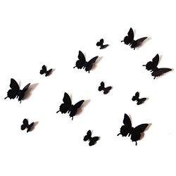 12PCS 3D Black Butterfly Wall Stickers Art Decal PVC Butterflies Home DIY Decor