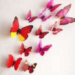 12 Pieces 3D Butterfly Stickrs Fashion Design DIY Wall Decoration House Decoration Babyroom Decoration-RED