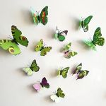 12 Pieces 3D Butterfly Stickrs Fashion Design DIY Wall Decoration House Decoration Babyroom Decoration-GREEN