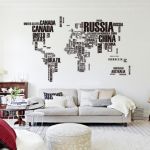 World Map Consists Of Words -Vinyl Wall Lettering Stickers Quotes And Sayings Home Art Decor Decal