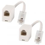 2Pcs RJ45 8P4C Plug to RJ11 6P4C Female M/F Telephone Ethernet Adapter