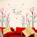 Romantic Pink Color Flowers Pattern DIY Removable Art Vinyl Quote Wall Sticker Decal Mural Home Room DÂ¨Â¦cor