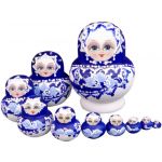 New 10pcs New Blue Wooden Russian Nesting Dolls Dried basswood Hot Sale