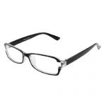 Unisex black clear frame single bridge rectangle lens plain glasses