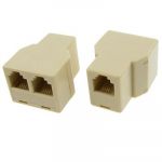 2 Pcs RJ11 1 to 2 Female Plug Telephone Modular Splitter Jointer