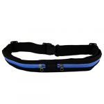 Fashionable water proof Sport Runner Zipper Pack Belly Waist Bag Fitness Running Belt double pockets in blue color