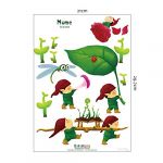 Cute Cartoon Style Little Girls With Big Green Leaf Pattern DIY Removable Art Vinyl Wall Sticker Decal Mural Home Room DÂ¨Â¦cor