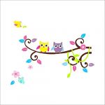 Cartoon Colorful Owls On The Branch DIY Removable Art Vinyl Wall Sticker Decal Mural Home Room DÂ¨Â¦cor