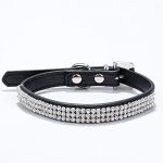 Black color Pet Puppy Cat Dog Fashion Small Rhinestone PU Leather Collar for Cats and Dogs Size S