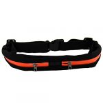 Fashion Designed water proof Sport Runner Zipper Pack Belly Waist Bag Fitness Running Belt double pockets in orange color