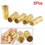 5pcs Straight F-Type Male to TV PAL Female RF Coaxial Connector Adapter Jack