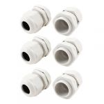 6 Pcs White Plastic Waterproof Cable Glands Jointer M20 x 1.5