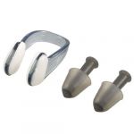 Black plastic nose clip w silicone earplugs set for swimming