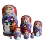 New 7pcs Hand-painted Matryoshka Basswood Snowman Lover Russian Nesting Doll Gift