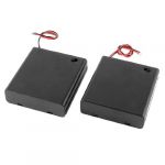 2 Pcs 4 x AA 6V Battery Holder Case Box Wired ON/OFF Switch w Cover
