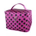 Ladies Zipper Closure Fuchsia Black Spot Dots Dotted Storage Case Cosmetic Makeup Bag Ladies Zipper Closure Fuchsia Black Spot Dots Dotted Storage Case Cosmetic Makeup Bag