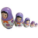 NEW 5PCS Hand-painted Purple Wooden Girl Russian Nesting Doll Matryoshka Children Toy