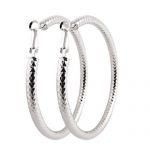 Pair Silver Tone Big Round Loop Hoop Earrings for Women