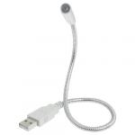 Silver Tone Flexible Gooseneck White LED Light USB Plug Lamp