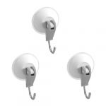 Bathroom White Gray Plastic Suction Cup Single Hook Wall Hangers 3 Pcs