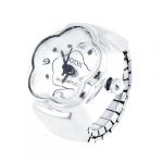 Silver Tone Elastic Band Finger Ring Watch US 5 for Ladies Woman