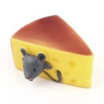 Brown Yellow Cake Shaped Mouse Detailing Pet Dog Squeeze Squeaky Toy