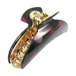 Ladies Red Pink Polka Dots Printed Black Plastic Hair Claw Clamp Clip Ladies Red Pink Polka Dots Printed Black Plastic Hair Claw Clamp Clip