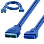 Blue USB 3.0 Motherboard 20 Pin Box Header Male to Female Adapter Cable Cord