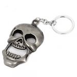 Silver Tone Skull Head Hanging Pendant Key Ring Keychain Ornament