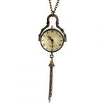 Retro Style Clear Glass Ball Dial Necklace Pocket Watch Bronze Tone