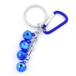 Spring Loaded Gate Carabiner Blue 4 Bells Pendant Keyring Keychain