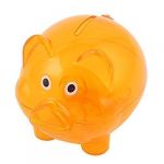 Plastic Piggy Bank Coin Money Savings Cash Collection Box Clear Orange